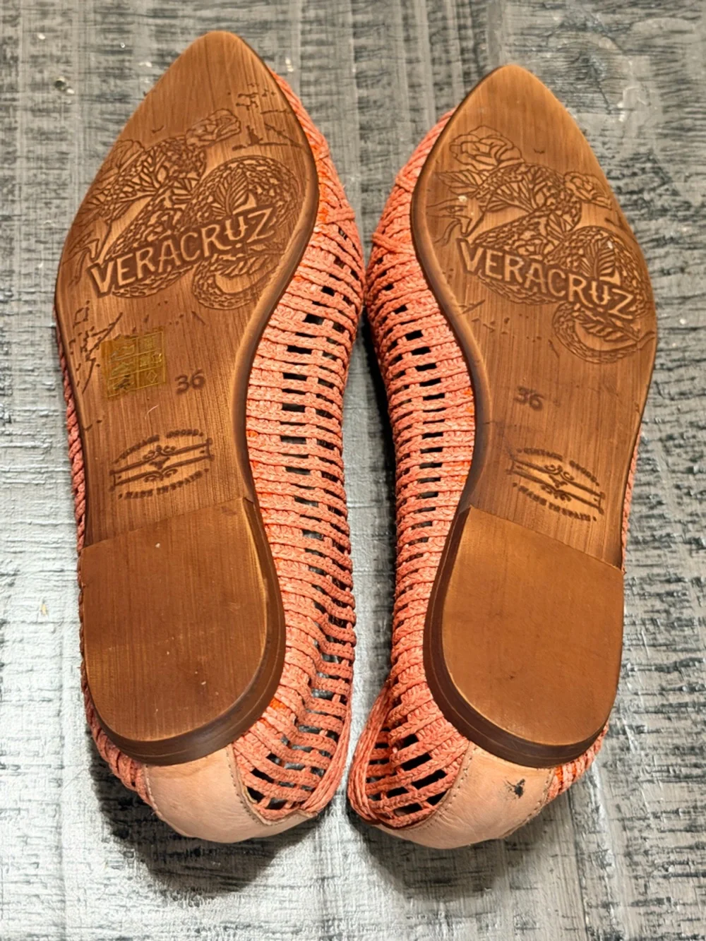 Pointed Woven Flats in Terracotta by Raczuz